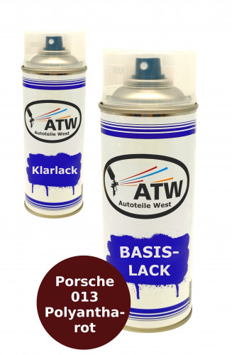 Autolack für Porsche 013 Polyantharot +400ml Klarlack Set